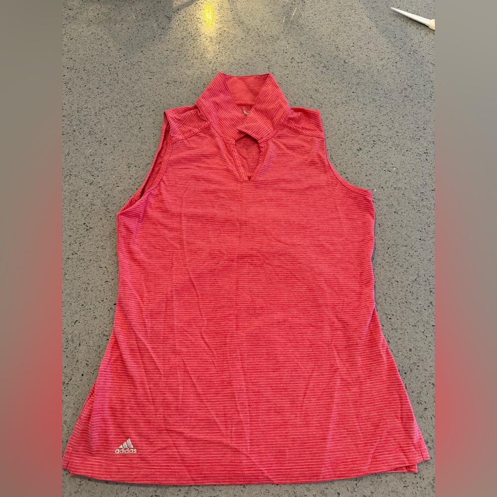 Adidas Red Striped Polo Shirt